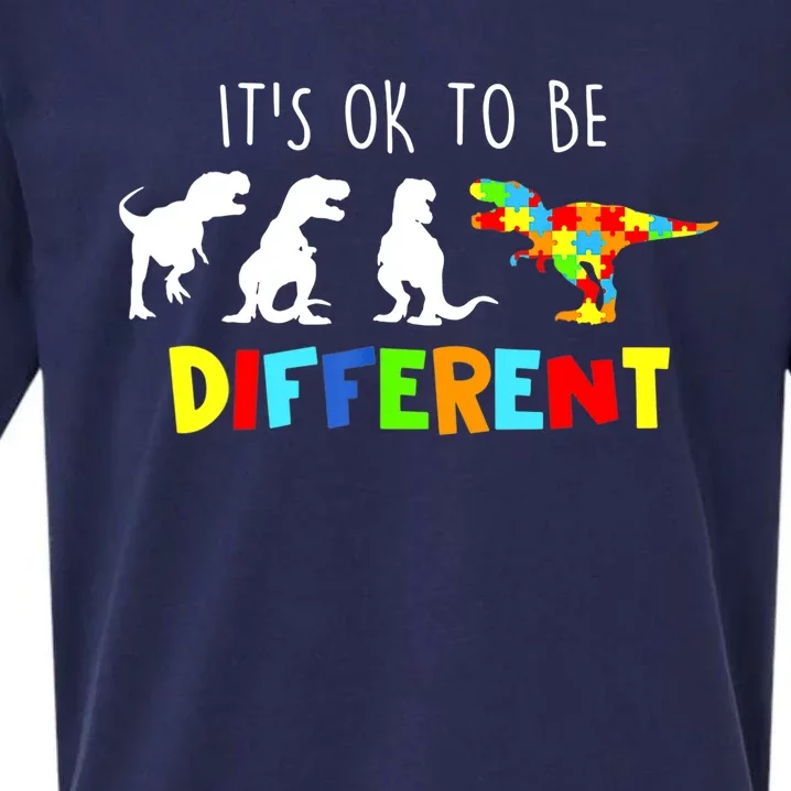 It's Ok To Be Different Autism Awareness Dinosaur Boy Sueded Cloud Jersey T-Shirt