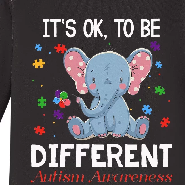 It's Ok To Be Different Elephant Autism Awareness Baby Long Sleeve Bodysuit