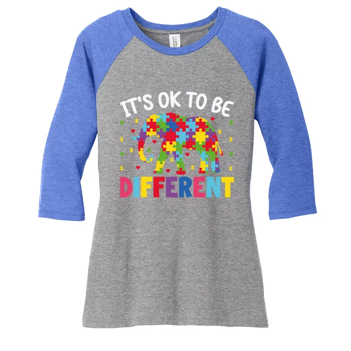 ItS Ok To Be Different Elephant Design Gift Women's Tri-Blend 3/4-Sleeve Raglan Shirt