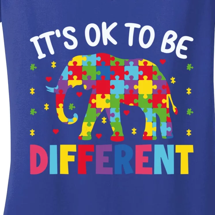 ItS Ok To Be Different Elephant Design Gift Women's V-Neck T-Shirt