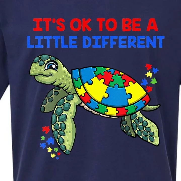 It's Ok To Be A Little Different Turtle Autism Awareness Sueded Cloud Jersey T-Shirt