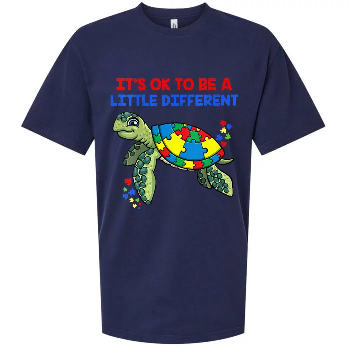 It's Ok To Be A Little Different Turtle Autism Awareness Sueded Cloud Jersey T-Shirt