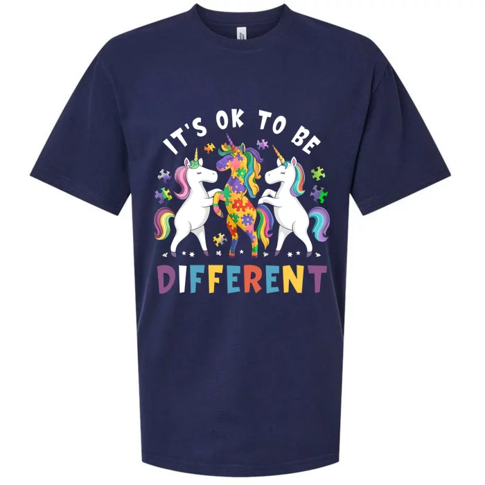 ItS Ok To Be Different Unicorn Autism Awareness Autistic Cute Gift Sueded Cloud Jersey T-Shirt