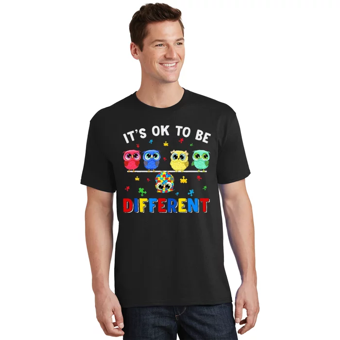 It's Ok To Be Different Cute Owl Animal Autism Awareness T-Shirt