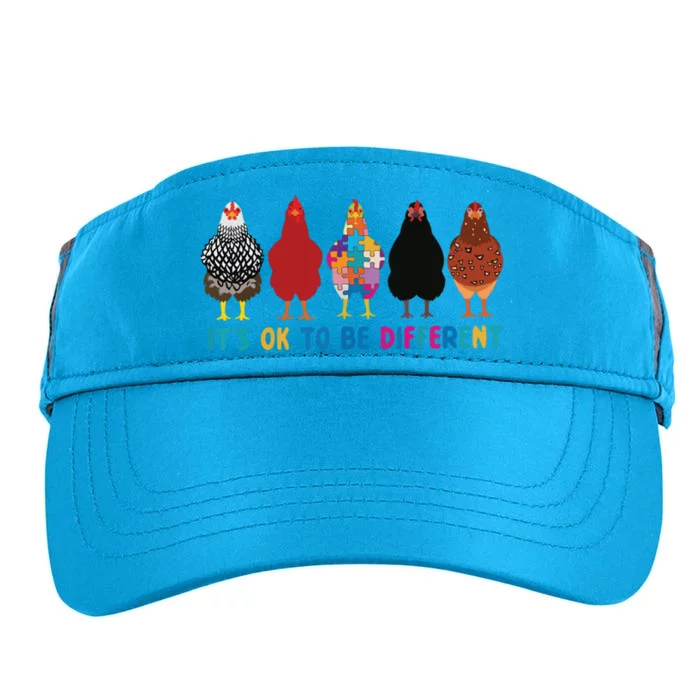 Its Ok To Be Different Cute Chickens Autism Awareness Tee 6178 Adult Drive Performance Visor