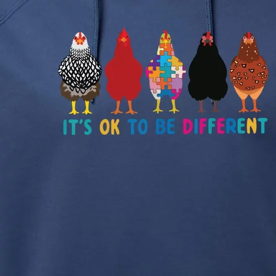 Its Ok To Be Different Cute Chickens Autism Awareness Tee 6178 Performance Fleece Hoodie