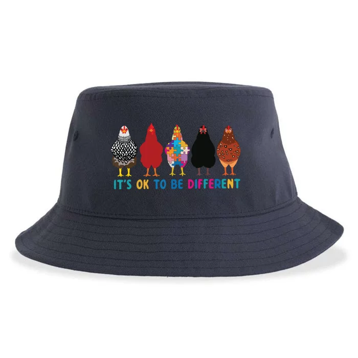 Its Ok To Be Different Cute Chickens Autism Awareness Tee 6178 Sustainable Bucket Hat