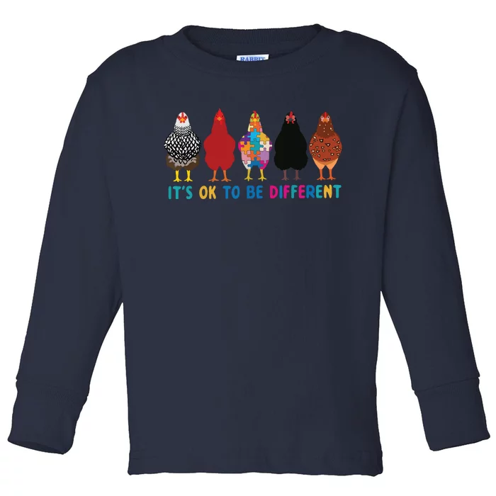 Its Ok To Be Different Cute Chickens Autism Awareness Tee 6178 Toddler Long Sleeve Shirt