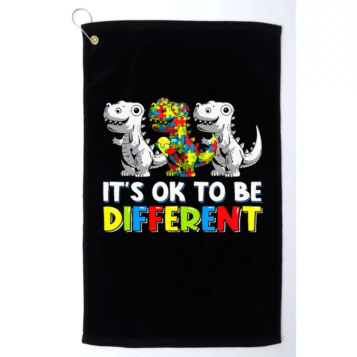 It's Ok To Be Different Dinosaur Autism Awareness Gifts Platinum Collection Golf Towel