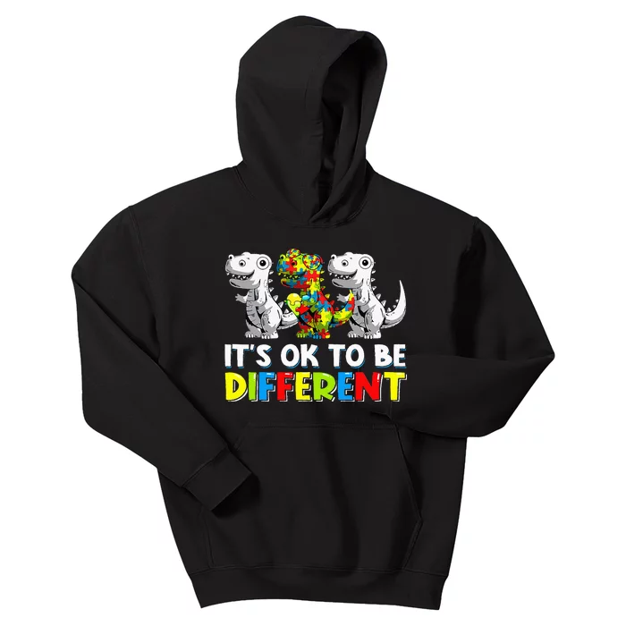 It's Ok To Be Different Dinosaur Autism Awareness Gifts Kids Hoodie