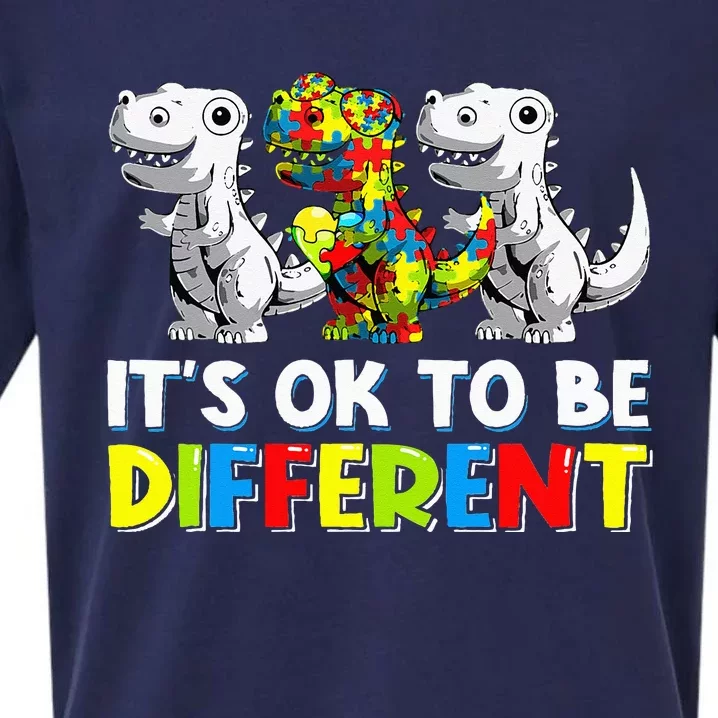 It's Ok To Be Different Dinosaur Autism Awareness Gifts Sueded Cloud Jersey T-Shirt