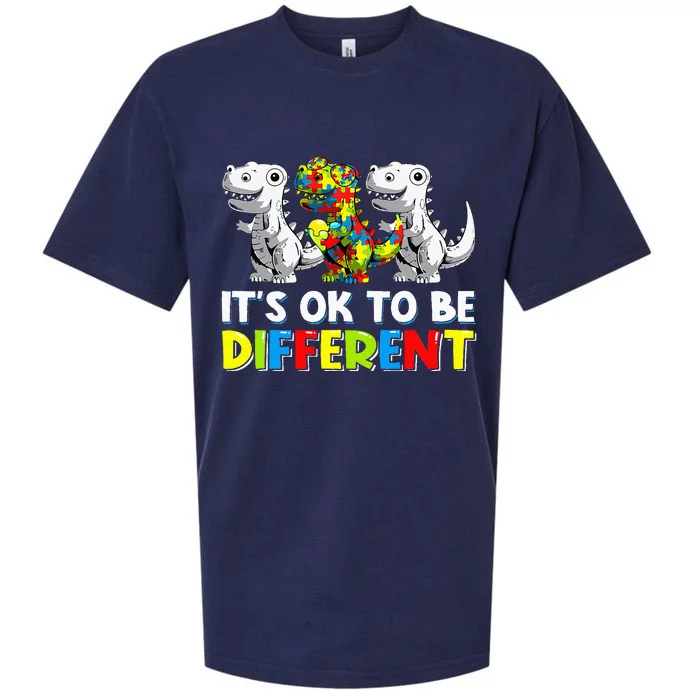 It's Ok To Be Different Dinosaur Autism Awareness Gifts Sueded Cloud Jersey T-Shirt