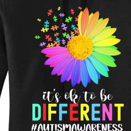 It's Ok To Be Different Autism Awareness Sunflower Puzzle Women's Pullover Hoodie