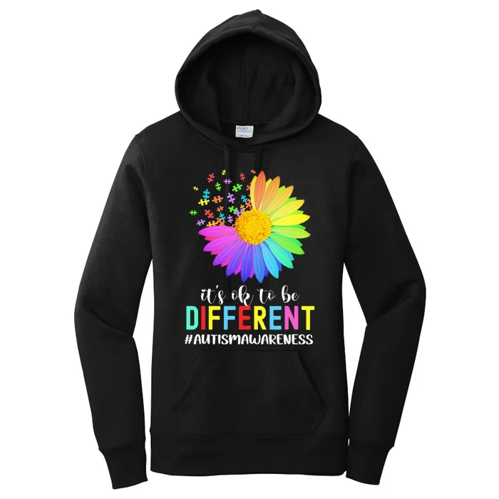 It's Ok To Be Different Autism Awareness Sunflower Puzzle Women's Pullover Hoodie