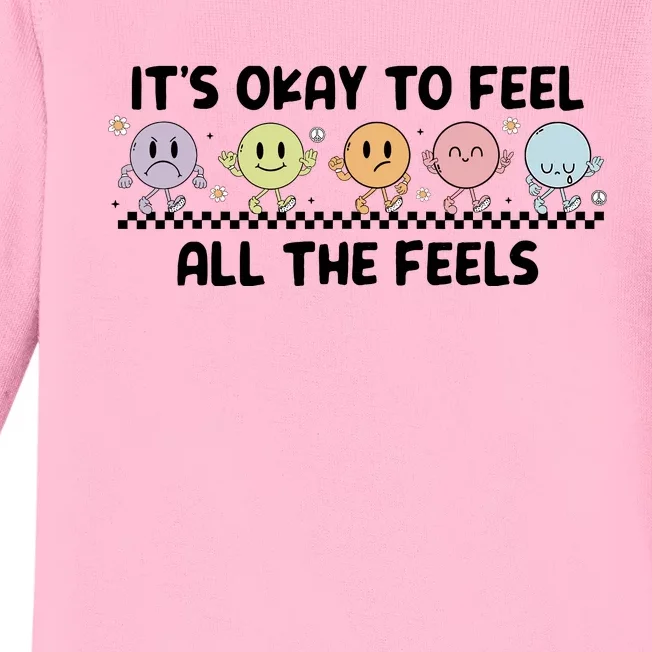 ItS Okay To Feel All The Feels Tal Health Baby Long Sleeve Bodysuit