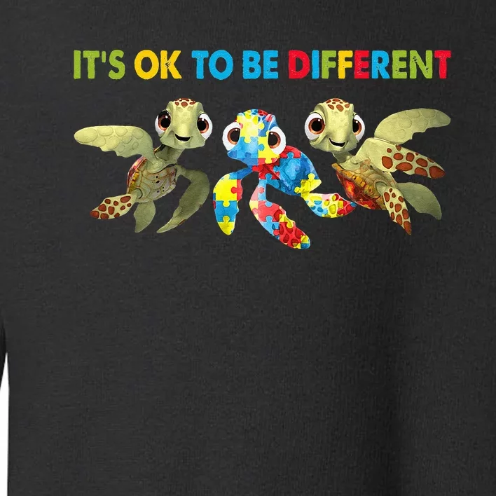 It's Ok To Be Different Turtle Autism Awareness Puzzle Gift Toddler Sweatshirt