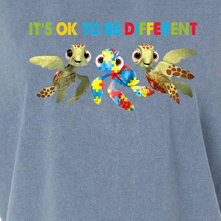 It's Ok To Be Different Turtle Autism Awareness Puzzle Gift Garment-Dyed Women's Muscle Tee