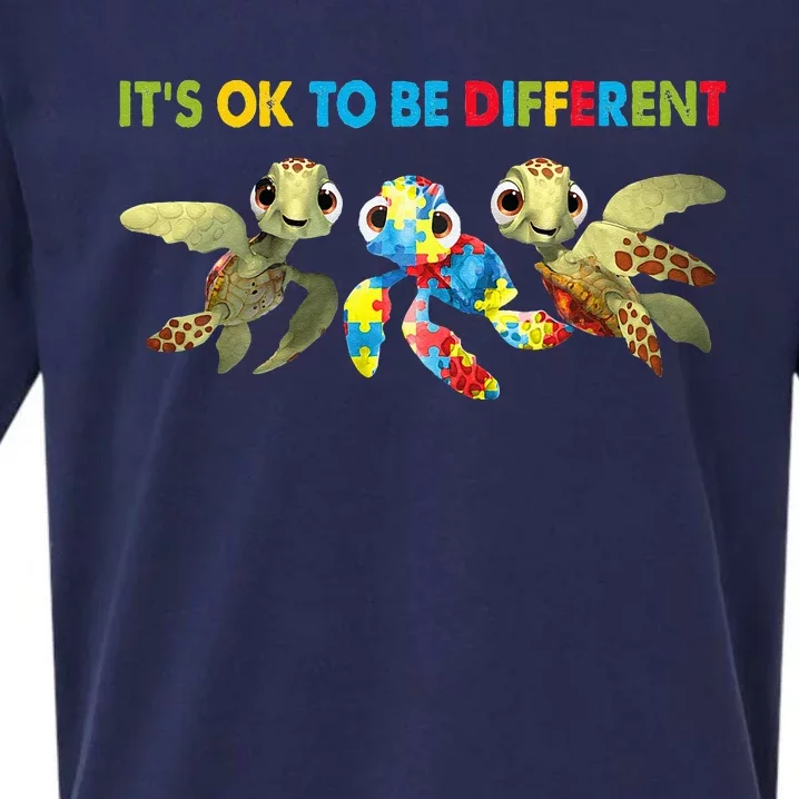 It's Ok To Be Different Turtle Autism Awareness Puzzle Gift Sueded Cloud Jersey T-Shirt