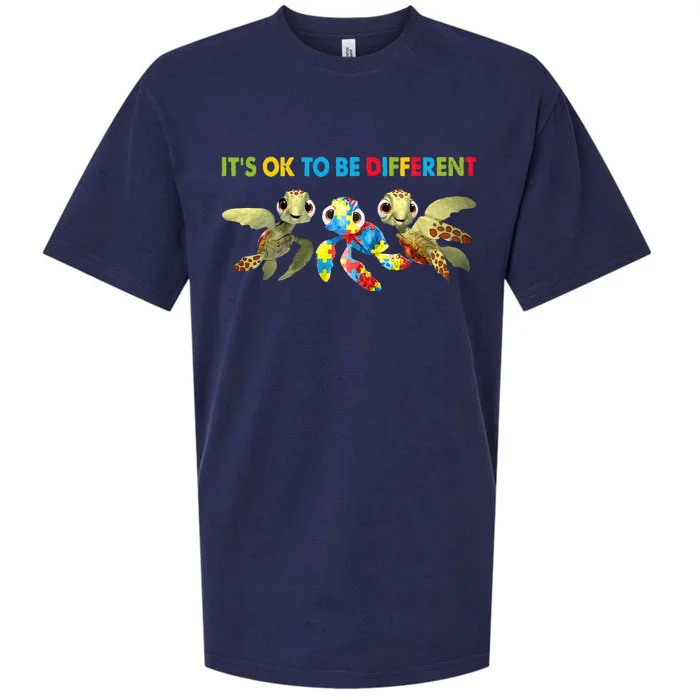 It's Ok To Be Different Turtle Autism Awareness Puzzle Gift Sueded Cloud Jersey T-Shirt