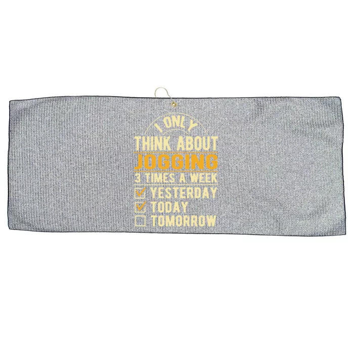 I Only Think About Jogging Funny Running Humor Runner Gift Large Microfiber Waffle Golf Towel