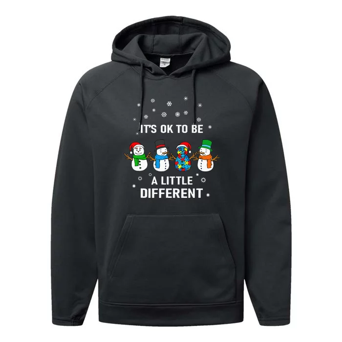 It's Ok To Be A Little Different Christmas Autism Tee Gift Performance Fleece Hoodie