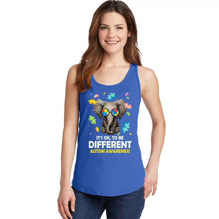 It's Ok To Be Different Elephant Autism Awareness Puzzle Meaningful Gift Ladies Essential Tank