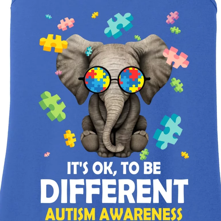 It's Ok To Be Different Elephant Autism Awareness Puzzle Meaningful Gift Ladies Essential Tank