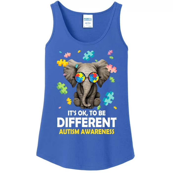 It's Ok To Be Different Elephant Autism Awareness Puzzle Meaningful Gift Ladies Essential Tank