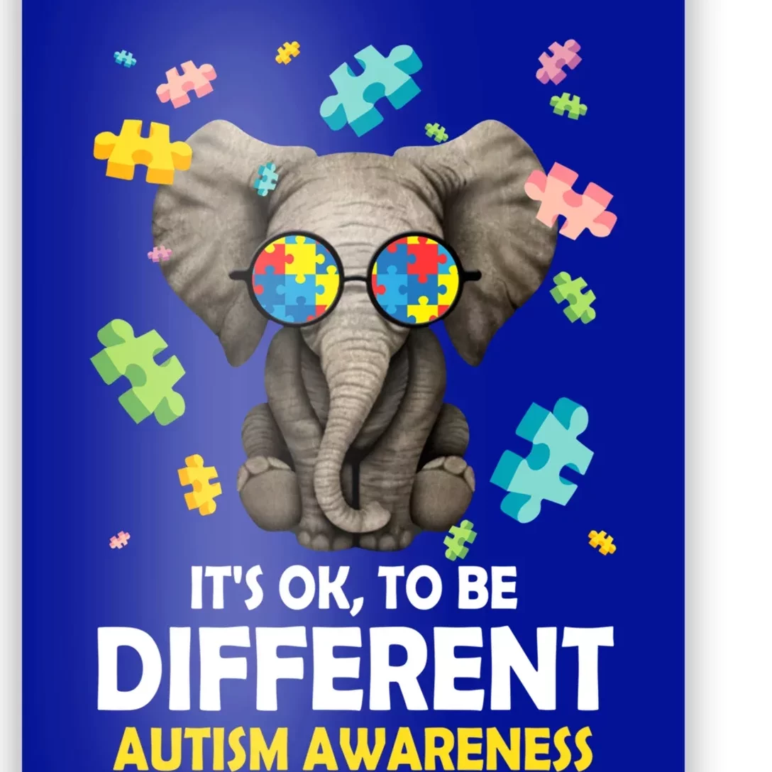 It's Ok To Be Different Elephant Autism Awareness Puzzle Meaningful Gift Poster