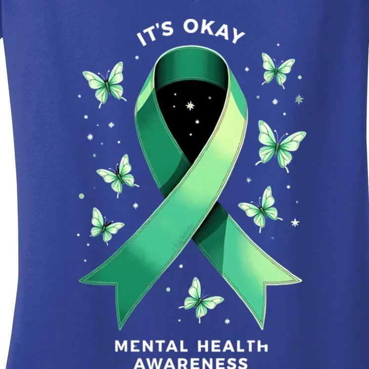 ItS Okay Tal Health Awareness Green Ribbon Great Gift Women's V-Neck T-Shirt