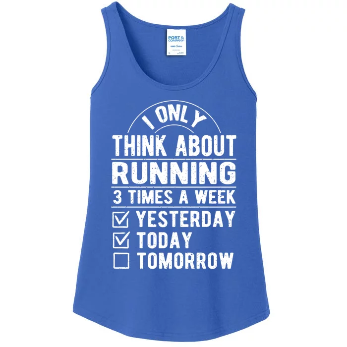 I Only Think About Running Funny Runner Humor Marathon Great Gift Ladies Essential Tank