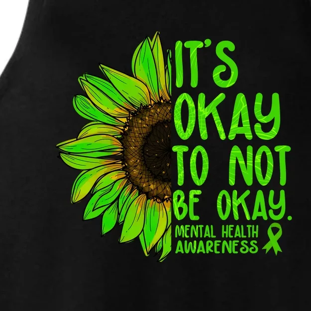 It's Okay To Not Be Okay Mental Health Awareness Green Sunflower Ladies Tri-Blend Wicking Tank