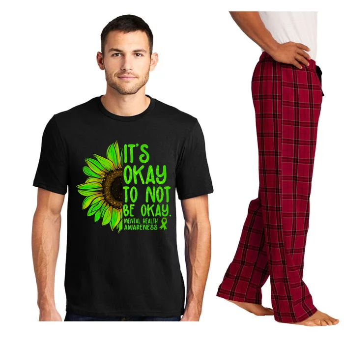 It's Okay To Not Be Okay Mental Health Awareness Green Sunflower Pajama Set