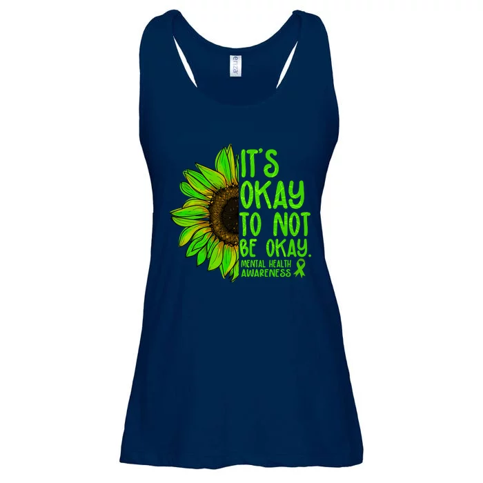 It's Okay To Not Be Okay Mental Health Awareness Green Sunflower Ladies Essential Flowy Tank