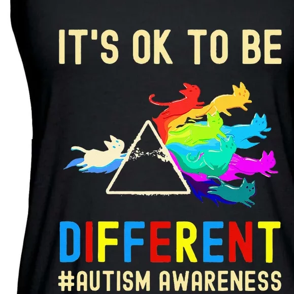 It's OK to be Different Autism Awareness Cat Prism Ladies Essential Flowy Tank