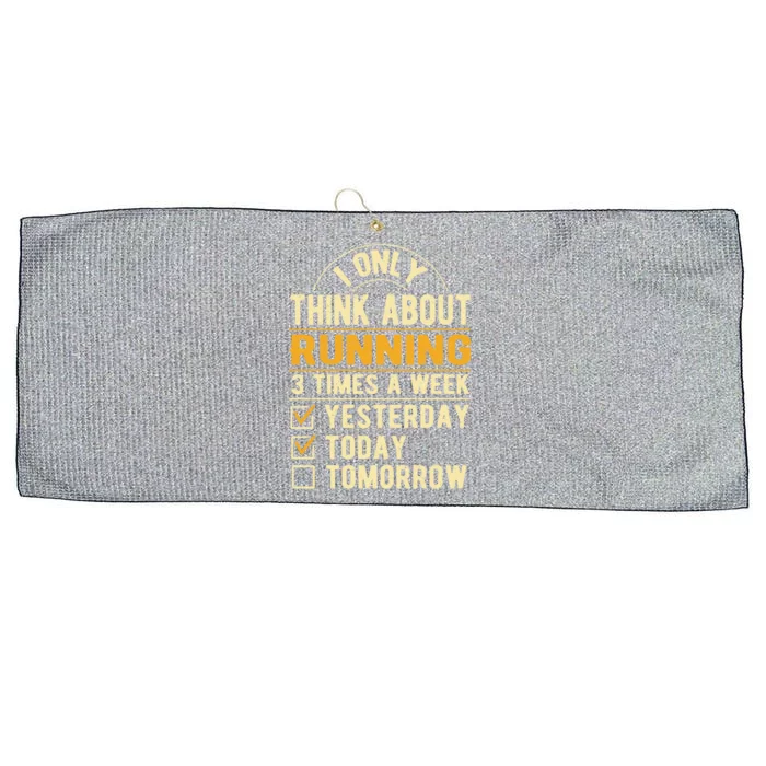 I Only Think About Running Sayings Runner Quotes Marathon Gift Large Microfiber Waffle Golf Towel