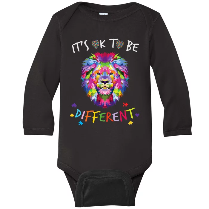 It's OK to be different Colorful Lion Autism Awareness month Baby Long Sleeve Bodysuit