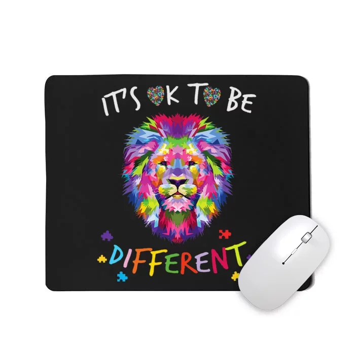 It's OK to be different Colorful Lion Autism Awareness month Mousepad