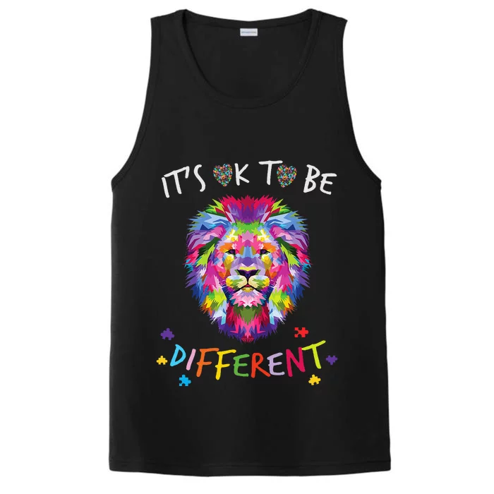 It's OK to be different Colorful Lion Autism Awareness month Performance Tank