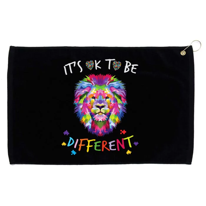 It's OK to be different Colorful Lion Autism Awareness month Grommeted Golf Towel