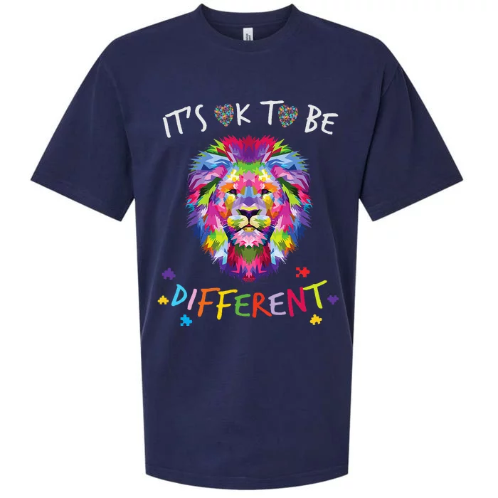 It's OK to be different Colorful Lion Autism Awareness month Sueded Cloud Jersey T-Shirt