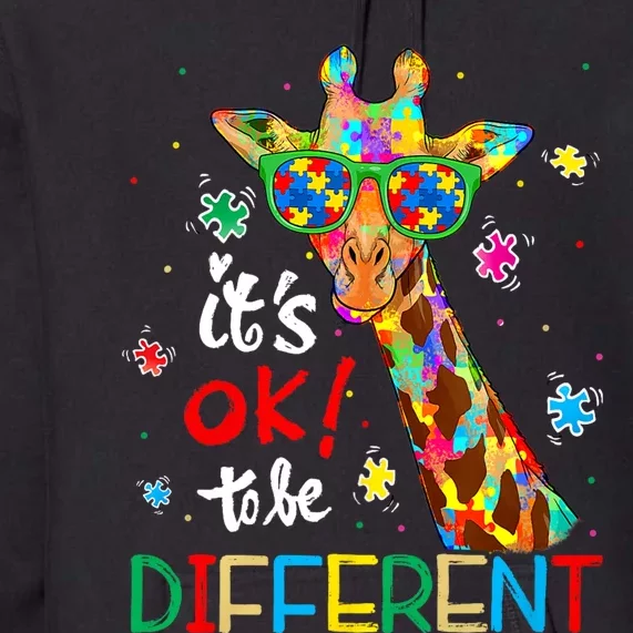 Its Ok To Be Different Autism Awareness Acceptance Giraffe Premium Hoodie