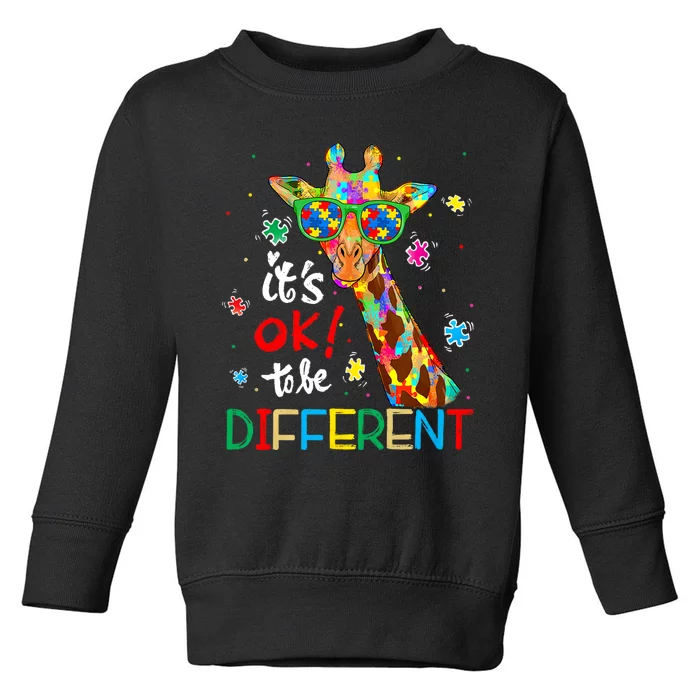 Its Ok To Be Different Autism Awareness Acceptance Giraffe Toddler Sweatshirt