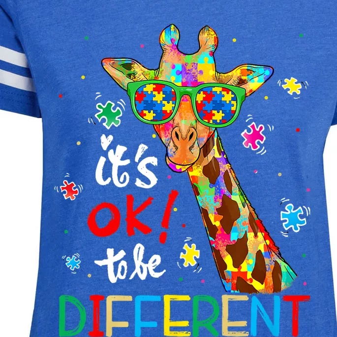 Its Ok To Be Different Autism Awareness Acceptance Giraffe Enza Ladies Jersey Football T-Shirt