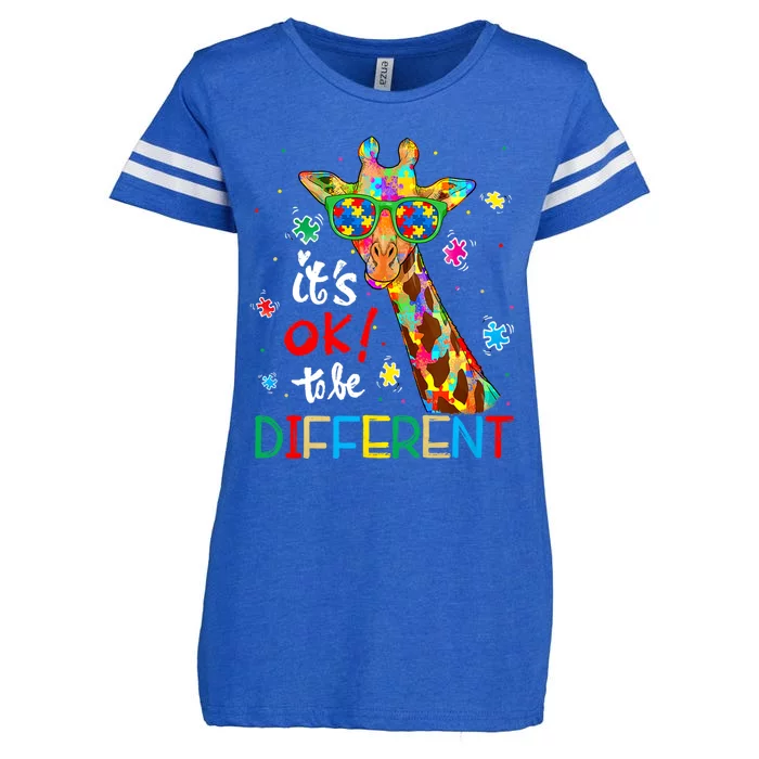 Its Ok To Be Different Autism Awareness Acceptance Giraffe Enza Ladies Jersey Football T-Shirt