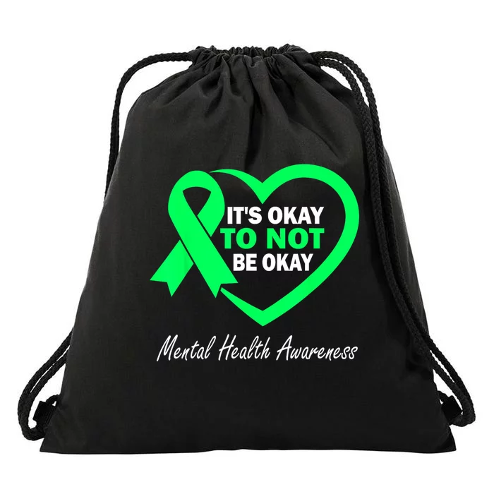 Its Okay To Not Be Okay Ribbon mental health awareness month Drawstring Bag