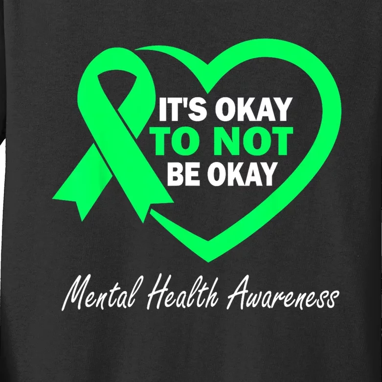 Its Okay To Not Be Okay Ribbon mental health awareness month Kids Long Sleeve Shirt