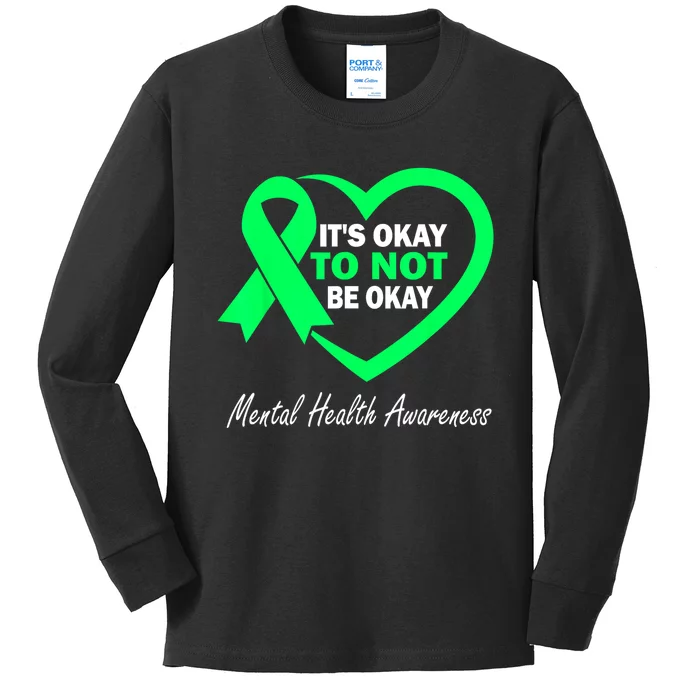 Its Okay To Not Be Okay Ribbon mental health awareness month Kids Long Sleeve Shirt