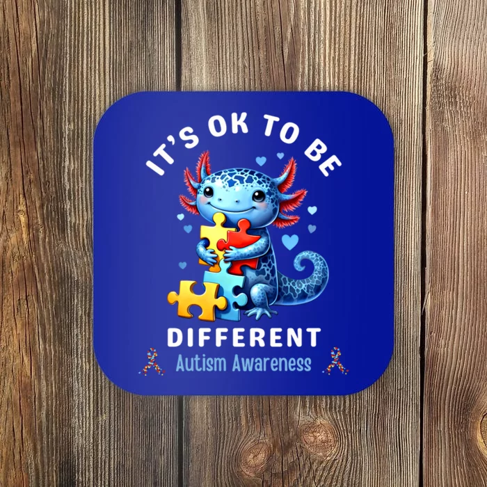 ItS Ok To Be Different Autism Awareness Cute Axolotl Animal Gift Coaster