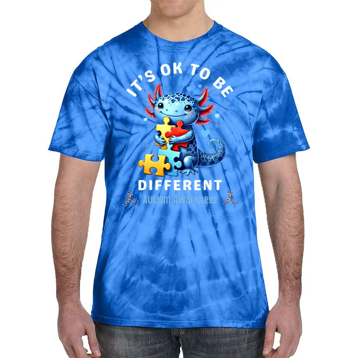 ItS Ok To Be Different Autism Awareness Cute Axolotl Animal Gift Tie-Dye T-Shirt